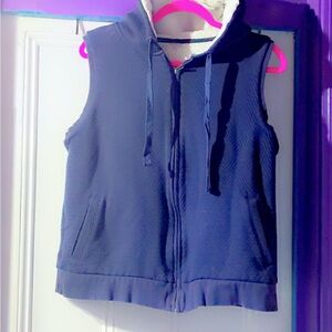 St. John’s Bay Navy Blue Sherpa-Lined Hooded Vest. Cozy and perfect for layering